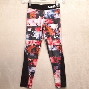 Nike Pro-Dri-Fit Girls Compression Pants Sz.S/Black-Multicolor/Running/Floral
